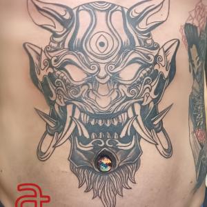 Oni mask tattoo by Dr.Ink, Atkatattoo