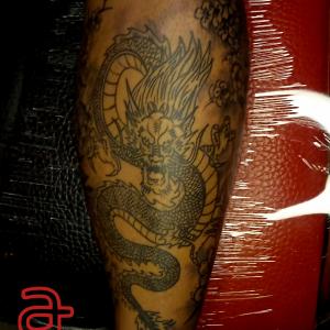 Calf sleeve tattoo by Dr.Ink, Atkatattoo