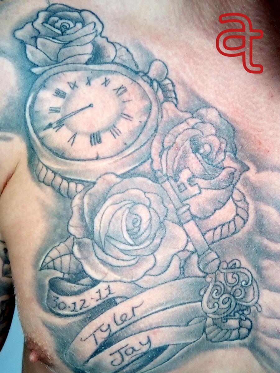 Clock renewal tattoo by Dr.Ink Atkatattoo (before)