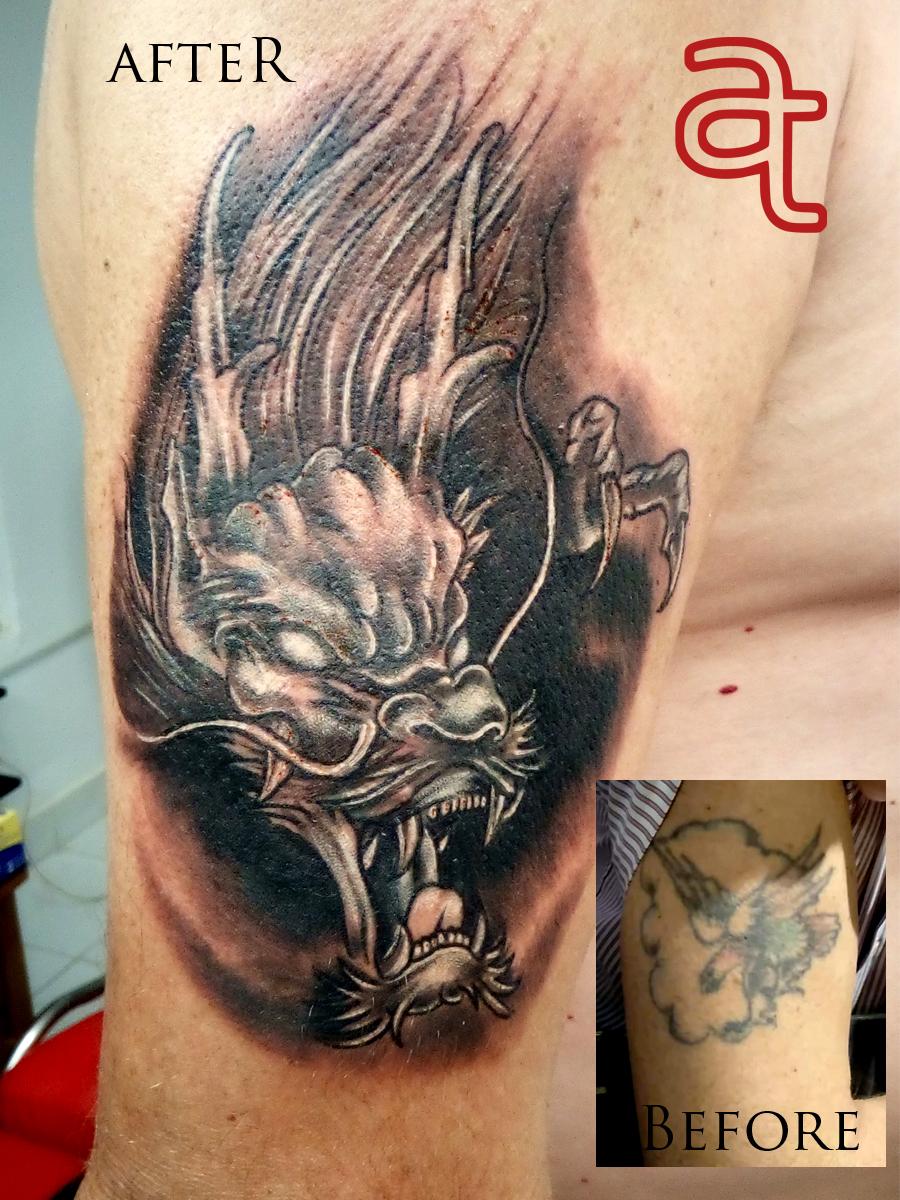 Dragon (cover up) tattoo by Dr.Ink Atkatattoo