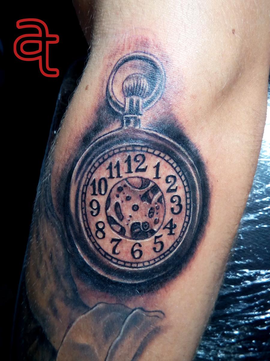 Pocket watch tattoo by Dr.Ink Atkatattoo