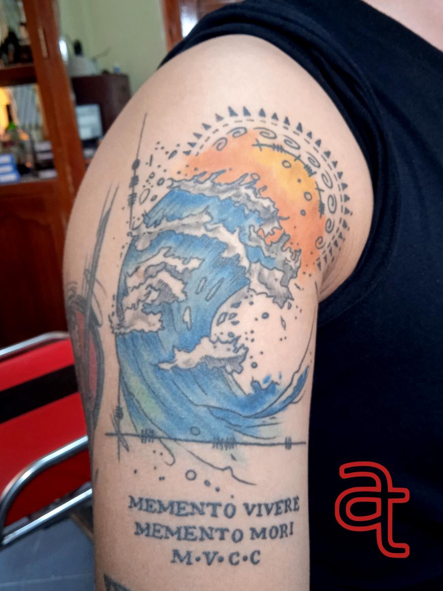 Wave tattoo by Dr.Ink Atkatattoo